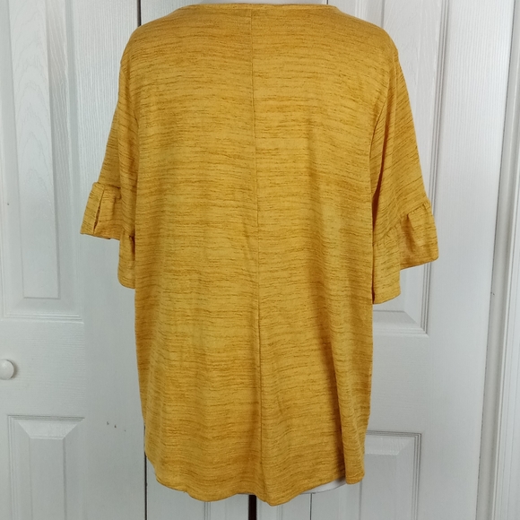 4/$25 Lane Bryant mustard ruffle sleeved top - Picture 2 of 6